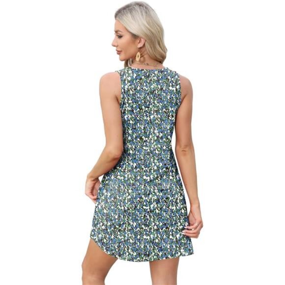 Womens Summer Dresses 2025 Loose V Neck Sleeveless Sundresses Swimsuit - Picture 4 of 6